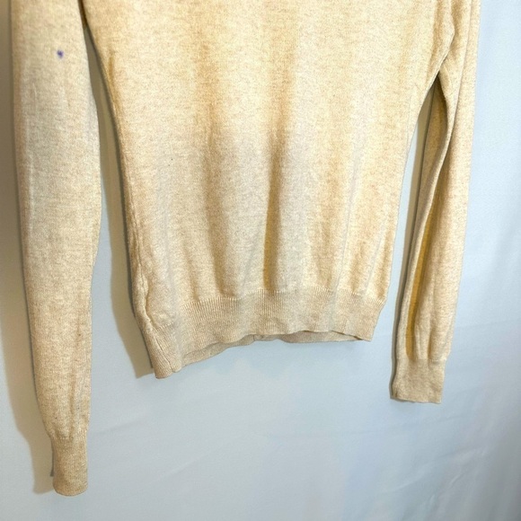 Merona Knit Tan Long Sleeve Peter Pan Gold Studded Embellished Collar Sweater XS - Picture 12 of 13